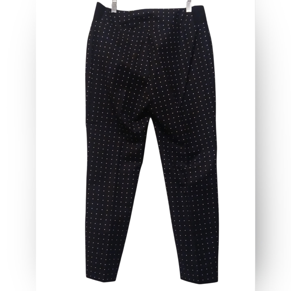 Investments - NWOT Black Ankle Pants W/ Ivory Diamonds, Side Elastic Waist, 4P, - Picture 9 of 10